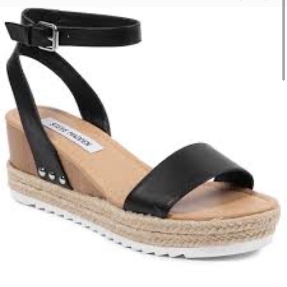 Steve Madden Jewell Black Leather Espadrille